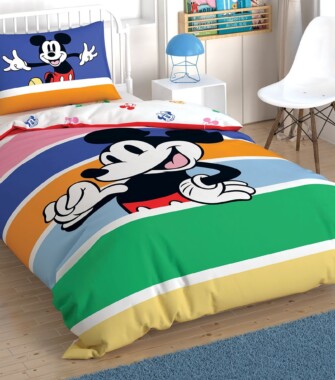 Комплект постільної білизни Tac Disney 160×220 см Mickey Mouse Rainbow