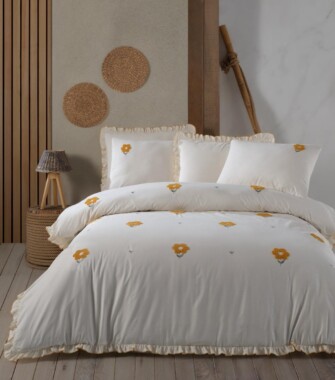 Комплект постільної білизни Saheser Stonewashed 200 х 220 см Florita Yellow